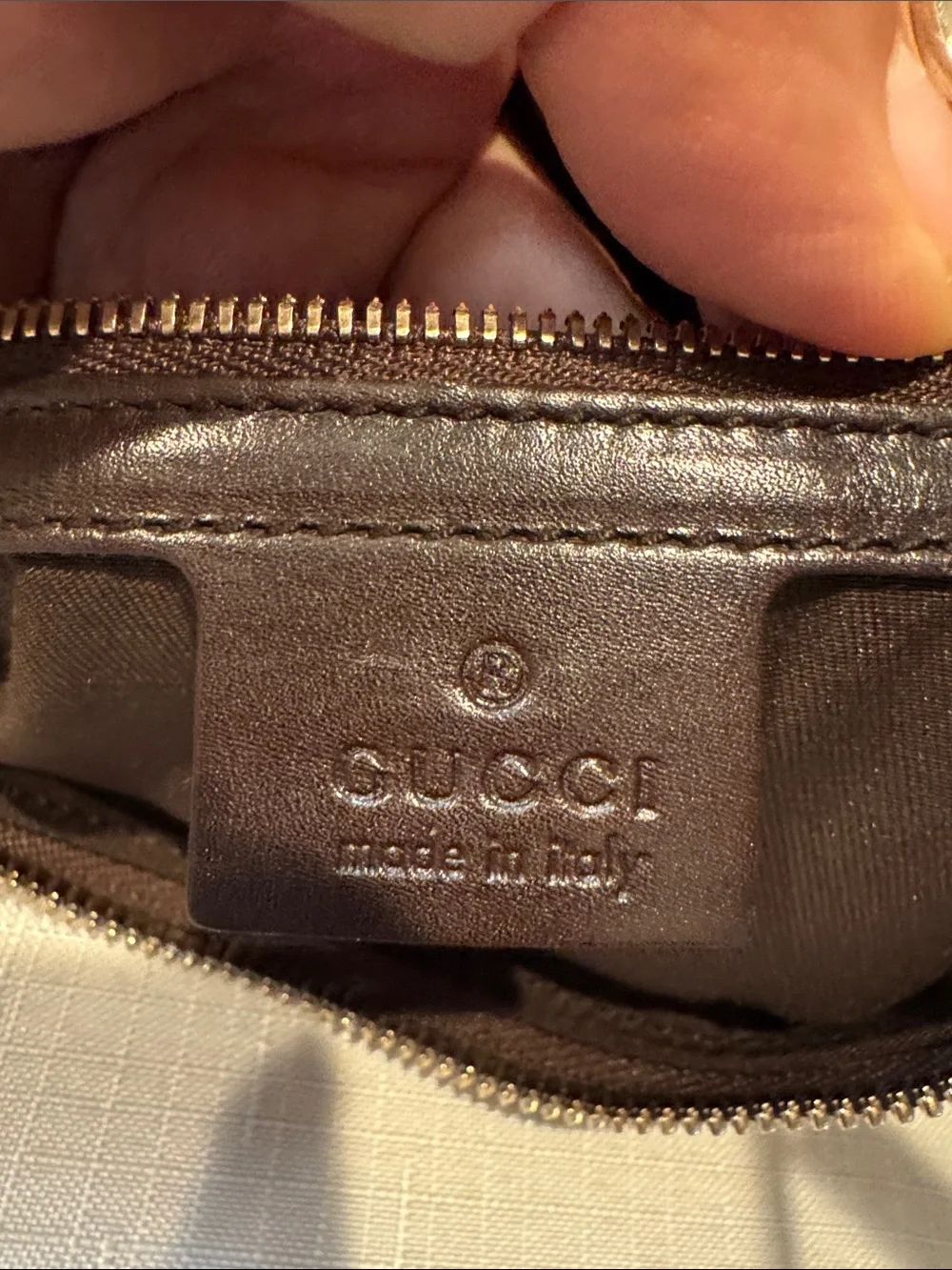 Authentic Gucci Beige GG Canvas Hobo with Red and Green Web Stripe